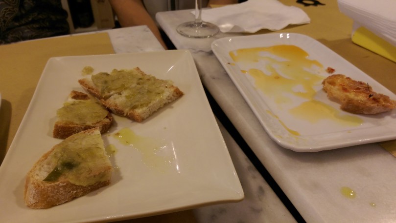 At the wine shop...I focused on the bruschetta.